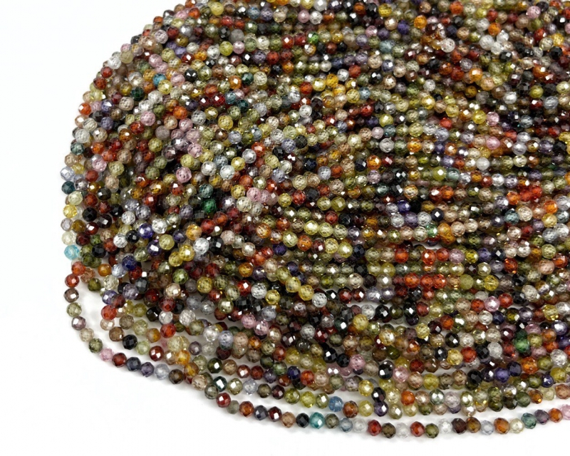 Бусины Циркон натуральный ювелирной огранки размер 2мм мультицвет Мультицвет
