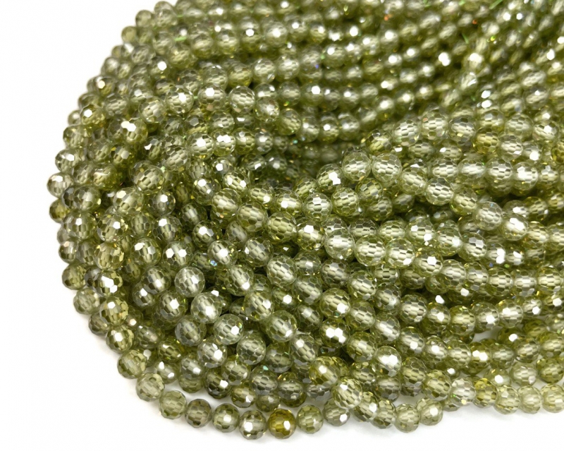 Бусины Циркон натуральный ювелирной огранки размер 6мм цвет зеленый Зеленый