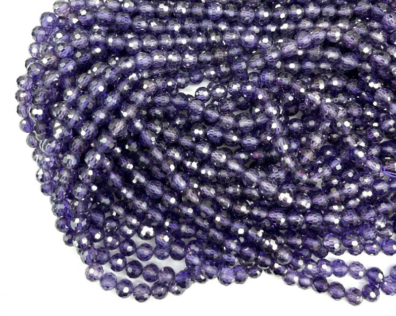 Бусины Циркон натуральный рондель ювелирной огранки размер 4мм цвет фиолетовый Фиолетовый
