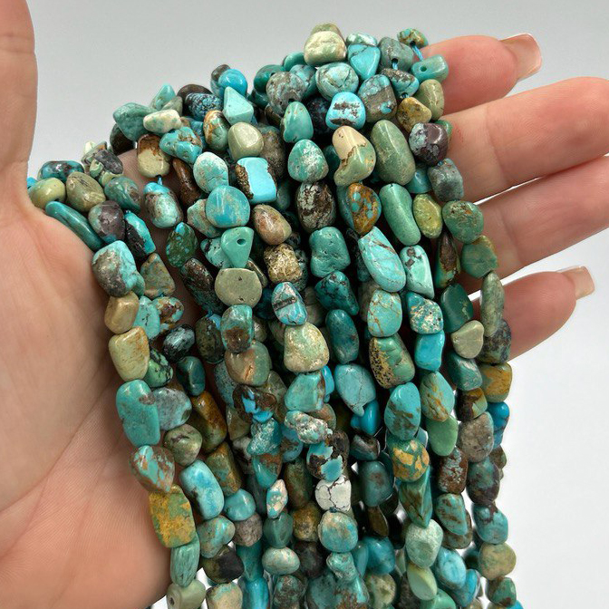 Бусины Хризоколла форма галтовка размер 6-8*8-10мм натуральный камень