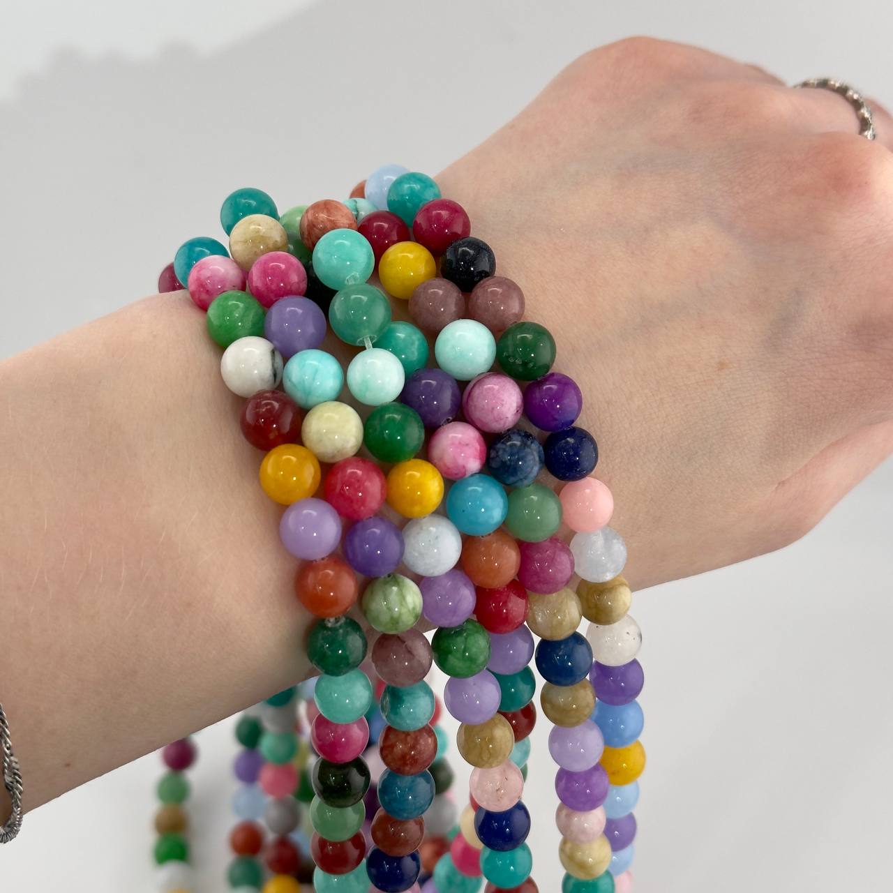 Бусины Халцедон микс размер 8мм натуральный камень